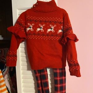 Janie and Jack Christmas Sweater and Plaid Pants size 3